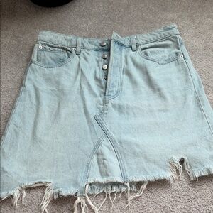 Free people Light Wash Distressed Denim Skirt